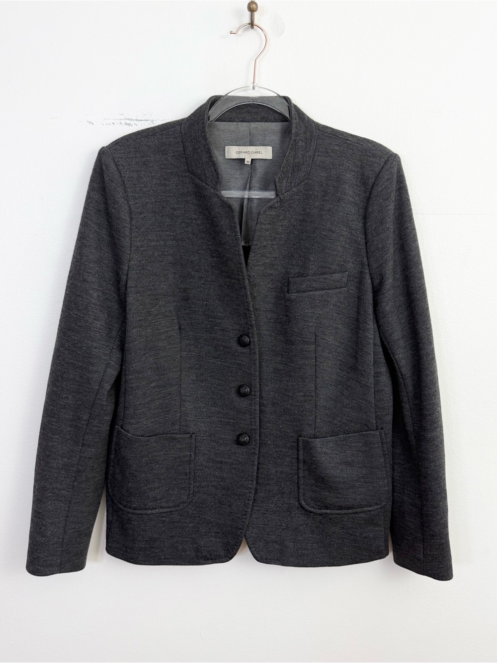 Gerard Darel Wool Blend Knit Blazer Jacket Gray Size 46 / US 14